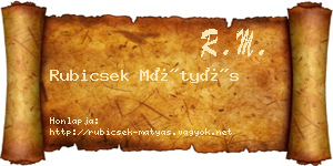 Rubicsek Mátyás névjegykártya