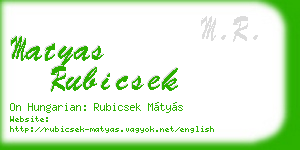 matyas rubicsek business card